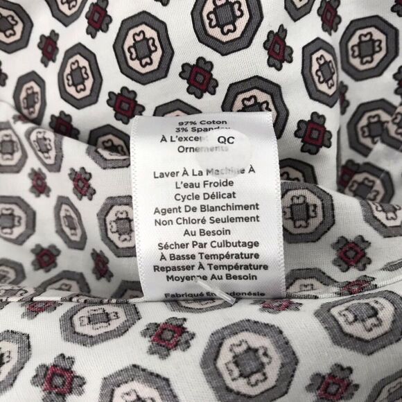 Talbots Shirt Size 16 White Geo Pattern Button Up Wrinkle Resistent Long Sleeve - Picture 9 of 9